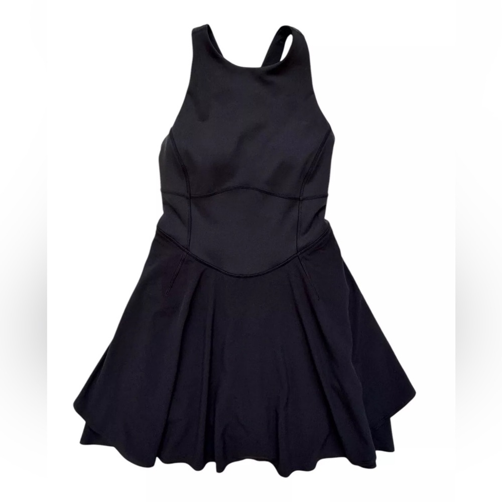 Lululemon Court Crush Tennis Skort Dress Sz 2 Black Built In Bra - Picture 4 of 9